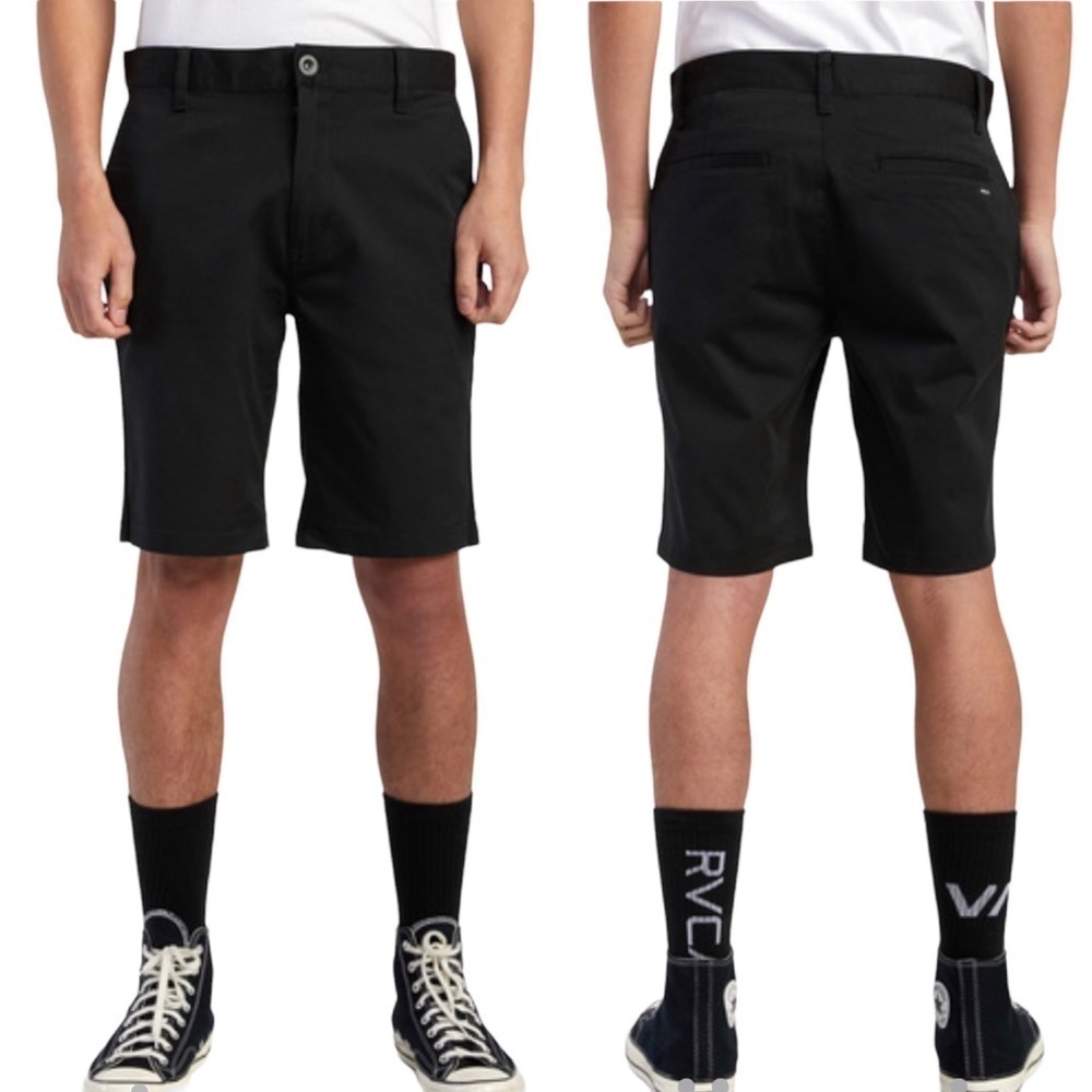 RVCA The Weekend Chino Black Men’s Black Bermuda Summer Beach Casual Sho…